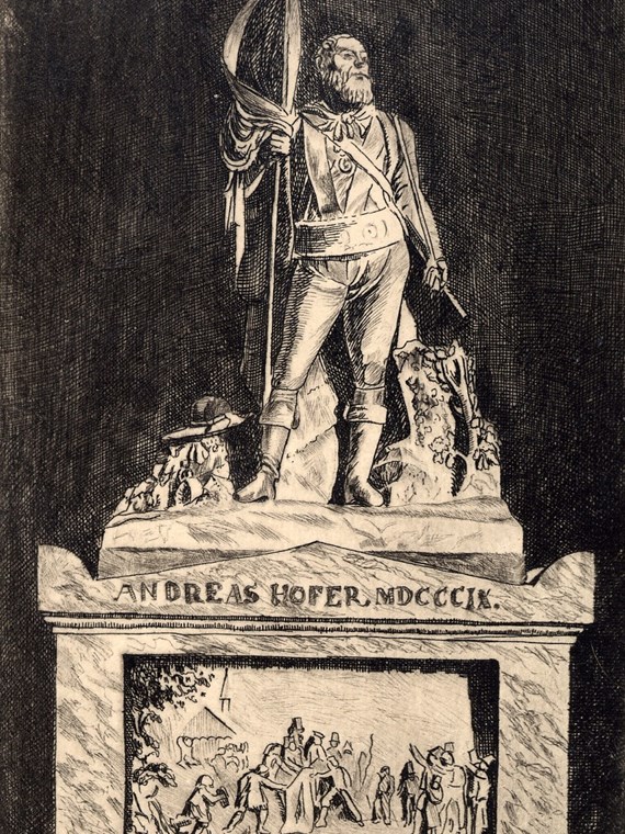 Abbildung des Grabmals von Andreas Hofer in der Hofkirche, entstanden um 1925