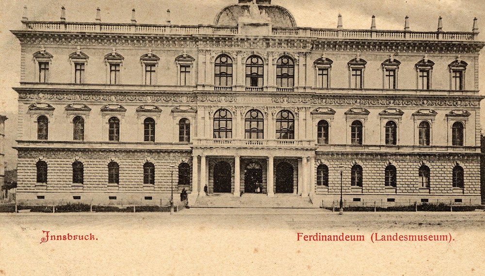 Correspondenz-Karte mit dem Tiroler Landesmuseum Ferdinandeum in der Museumstraße, um 1895.