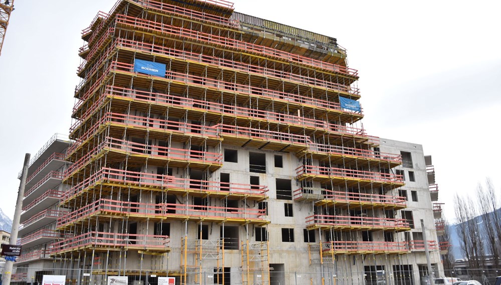 Der Rohbau in der Radetzkystraße ist so gut wie fertig.