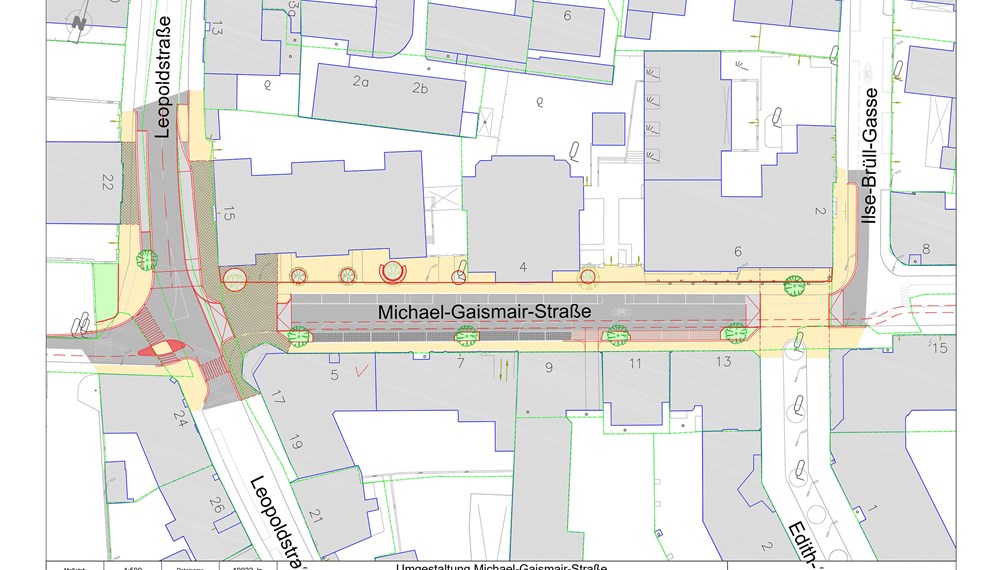 Die geplanten Maßnahmen verfolgen vor allem das Ziel, den Verkehr im Straßenraum rund um den Schulcampus Wilten zu beruhigen und den Bereich zu attraktivieren.