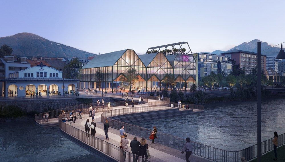 Nur eine von vielen Visionen: Das Londoner Architekturbüro McMullan Studio setzte die geplante Fuß- und Radwegbrücke zwischen Markthalle und Mariahilf beim Europan15-Wettbewerb eindrucksvoll in Szene. Der Entwurf dient als Ideenlieferant für die zukünftige Entwicklung.