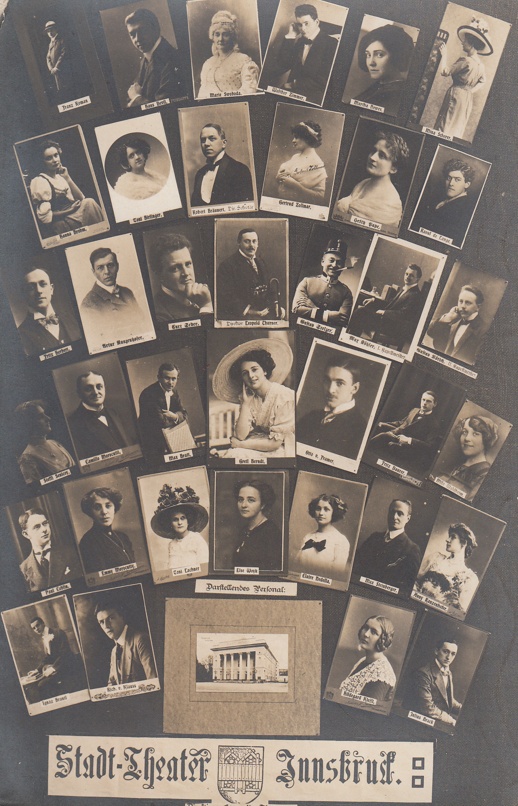 Das Ensemble des Innsbrucker Stadttheaters rund um den Direktor Leopold Thurner.