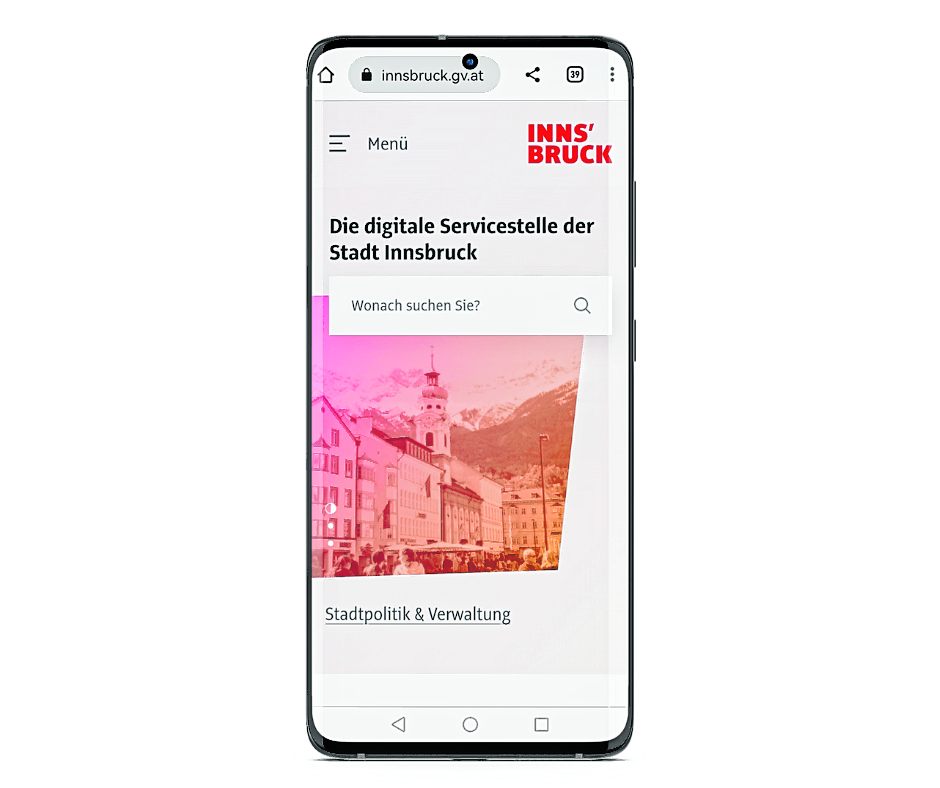Die neue Website der Stadt Innsbruck funktioniert mobil via Handy und Tablet genauso gut wie in der Desktop-Version.