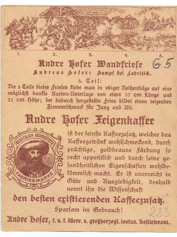 Werbung für „Andre Hofer Feigenkaffee“.