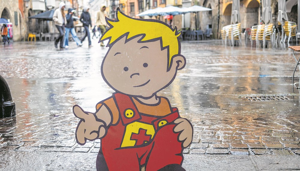 In Betrieben, an deren Tür oder Schaufenster ein „Peterle hilft“-Aufkleber angebracht ist, finden Kinder besondere Aufmerksamkeit und Hilfe, wenn nötig.