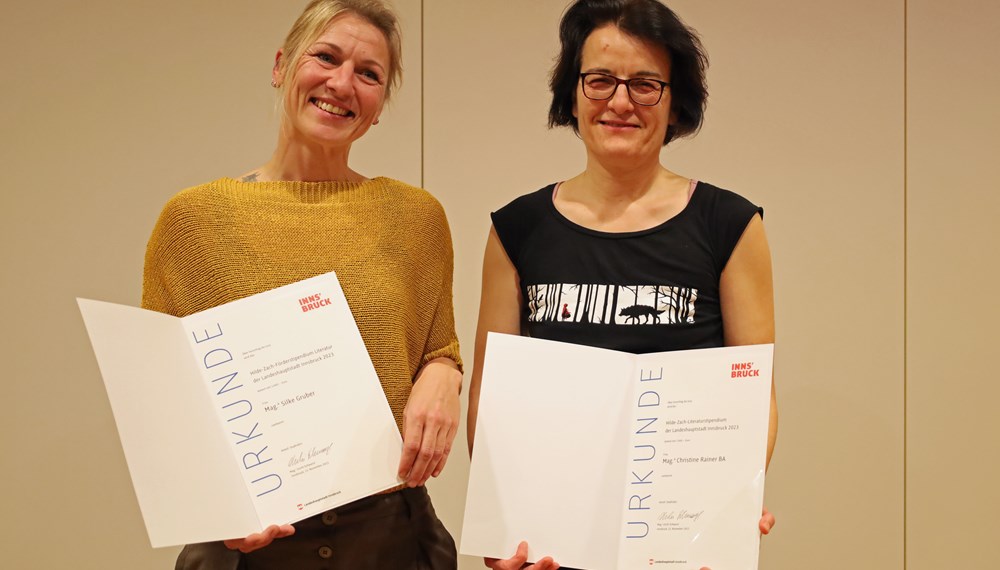 Die Preisträgerinnen Silke Gruber und Christine Rainer.