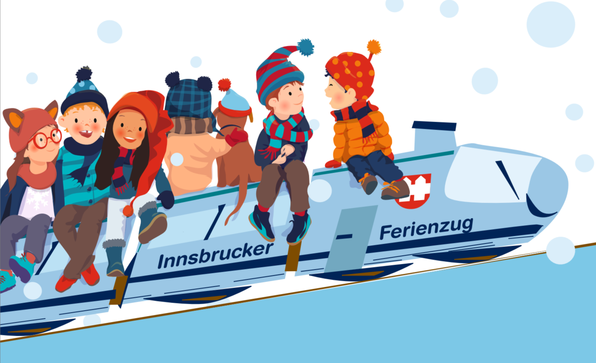 Der Winterferienzug ist zur Abfahrt bereit.