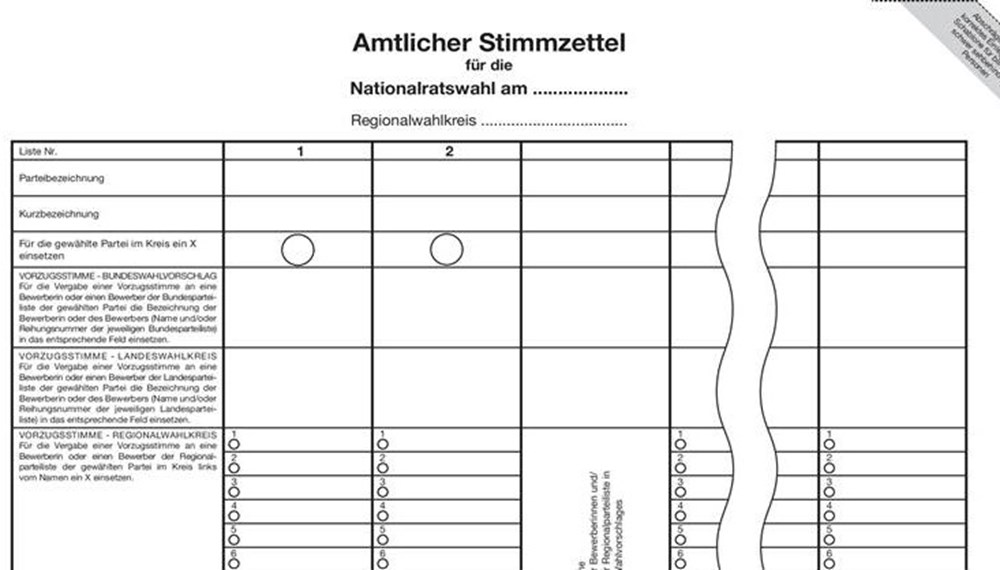 Muster amtlicher Stimmzettel