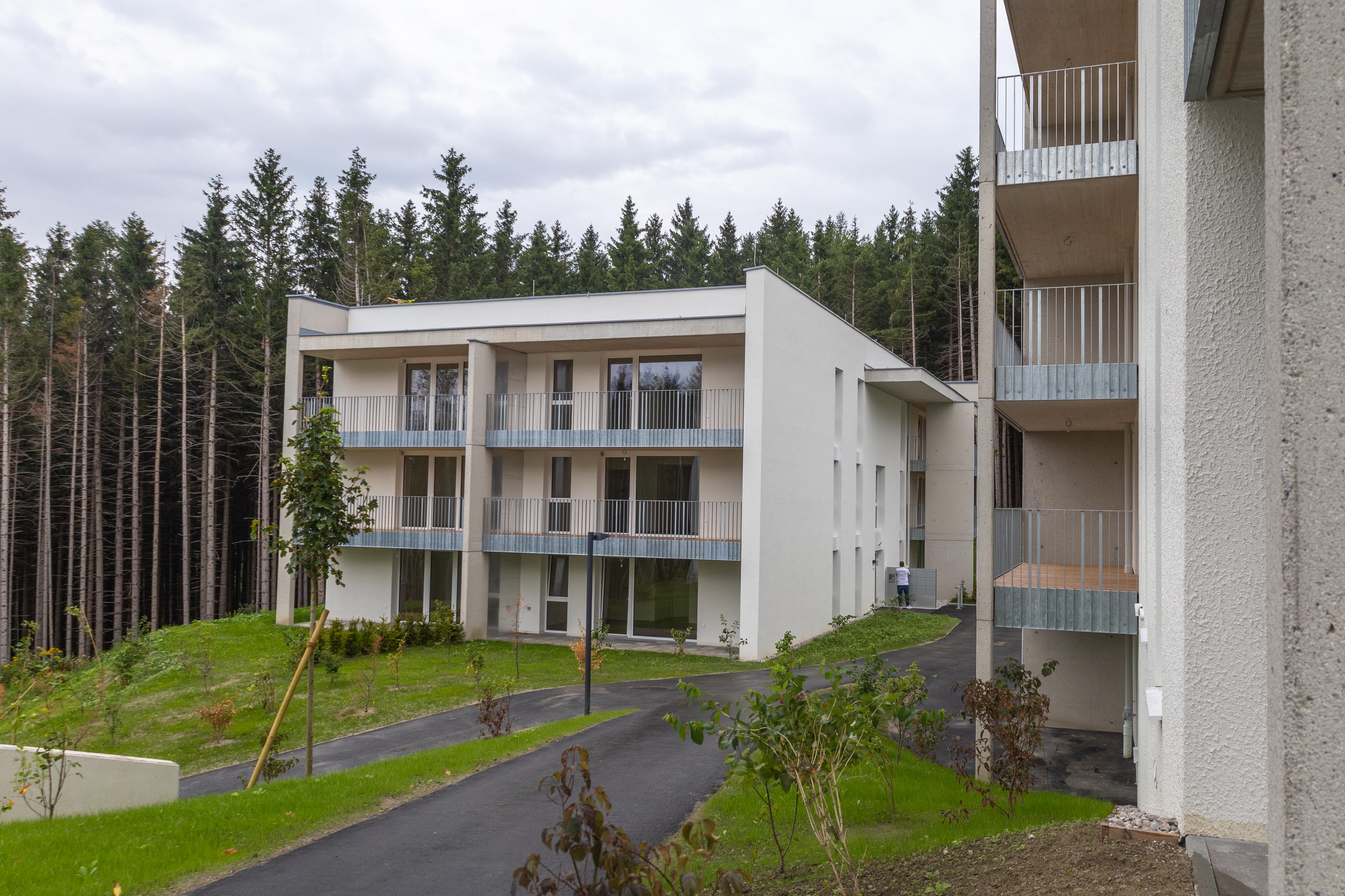 Die Wohnanlage mit fünf Gebäuden bietet insgesamt 50 Wohnungen – davon 33 geförderte Mietwohnungen.