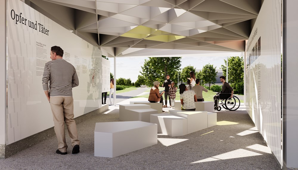 In Projektphase 2 wird der Pavillon errichtet, der Raum zur Reflexion bietet.